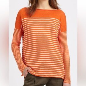Vince orange linen boat neck top